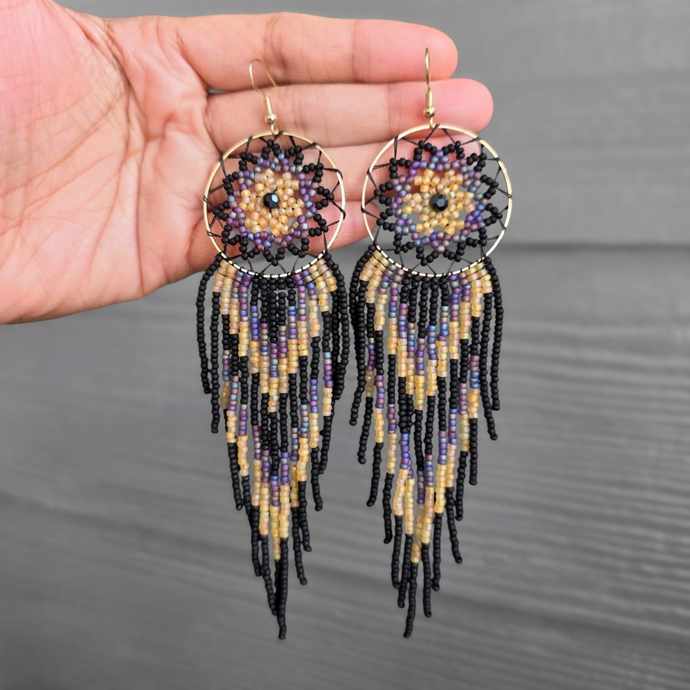 Dreamcatcher Boho Beaded Earrings Handmade Gothic Statement Jewelry Boheme